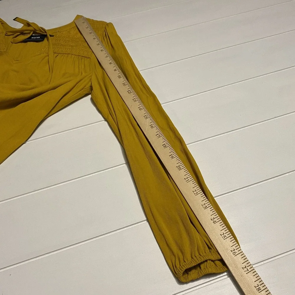 Maeve by Anthropologie Ragonda Yellow Tunic Dress Long Sleeve‎ Women's size 8